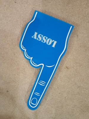 Foam finger with LOSSY on the main body