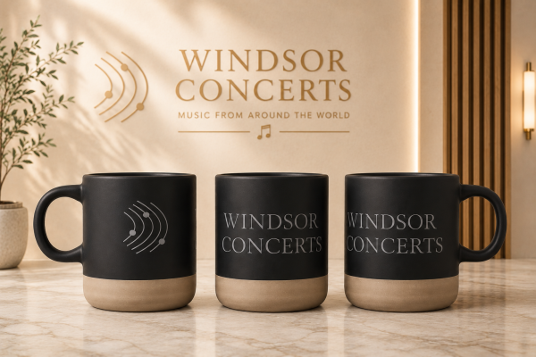Black ceramic Windsor Concerts mug