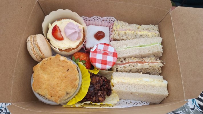 A selection of classic finger sandwiches, a tempting assortment of homemade cakes and pastries, plus a fruit scone served with jam and clotted cream.  Includes your choice of tea or coffee.