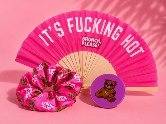 Hot Girl Brunch Bundle (Paper Hand Fan + Scrunchie + Button + Hangover Relief tablet) image