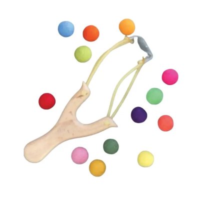 Wooden Slingshot with Felt Balls image