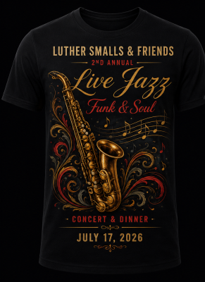 🎷 Luther Smalls & Friends: Live Jazz Funk & Soul T-Shirt image