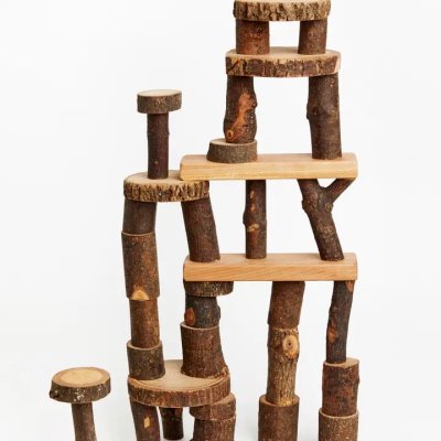Classic Barked Tree Blocks - 36 Pcs