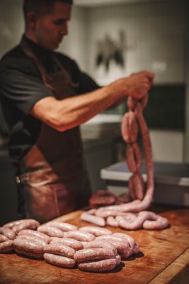 Field to block: sausage making image