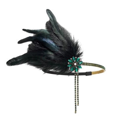 Headpiece with green and beautiful rhinestones.