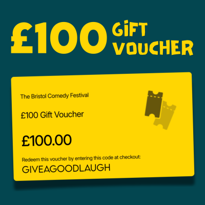 The words '£100 gift voucher' above an image of a gift voucher