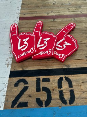 London 3 Day Race Programme AND Foam Hand image