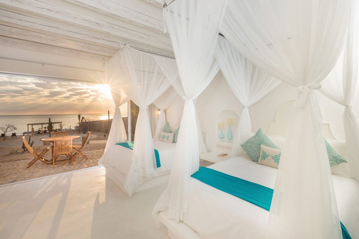 A twin room at sunrise