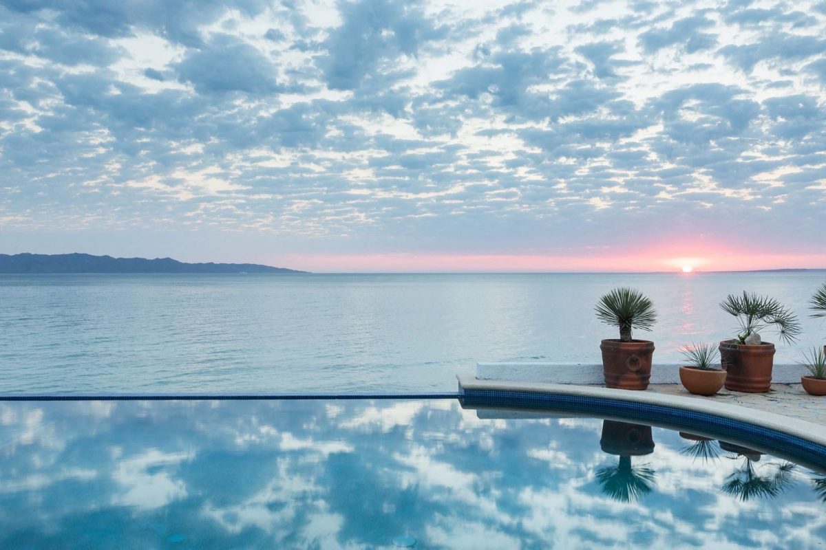 The infinity pool at sunrise