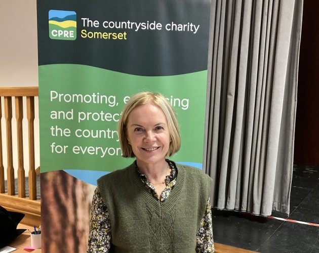 Mariella Frostrup in front of a CPRE banner