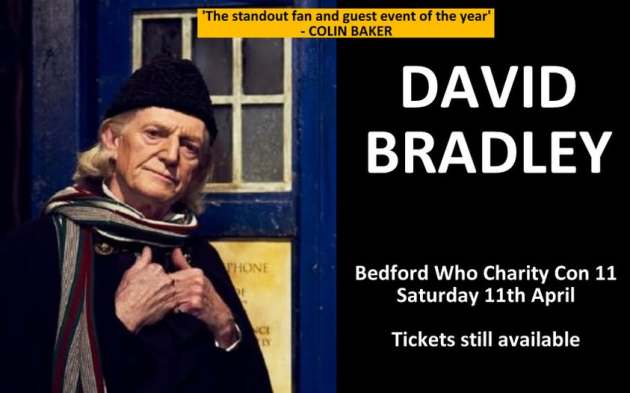 David Bradley as the 1st Doctor standing by the TARDIS