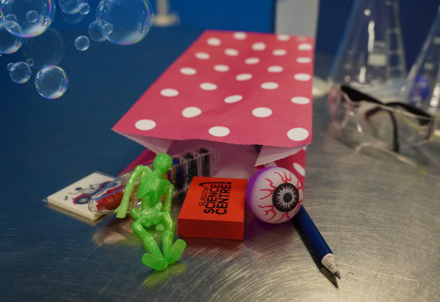A party bag with contents