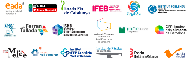 Centres educatius aliats d'Eduquem+B: Escola Pia de Catalunya, Projecte ECF4CLIM del CIEMAT,  Centro concertado López Vicuña, IES Poblenou, IFEB - Institut de Formació Empresarial de Barcelona, Institut Ferran Tallada, Institut Narcís Monturiol de Química i Biotecnologia de Barcelona *Salvat Papasseit , ISMB - Institut de Seguretat i Mobilitat de Barcelona, ITAEB - Instituto de Tècniques Audiovisuals i de l'Espectacle de Barcelona, Jesuïtes de Gràcia - Col·legi Kostka, Institut Vall d'Hebron, Institut FP Sanitària Vall d'Hebron, Institut dels Aliments de Barcelona, Institut de Nàutica de Barcelona, Escola Betània Patmos, Escola Virolai, Institut Mare de Déu de la Mercè
