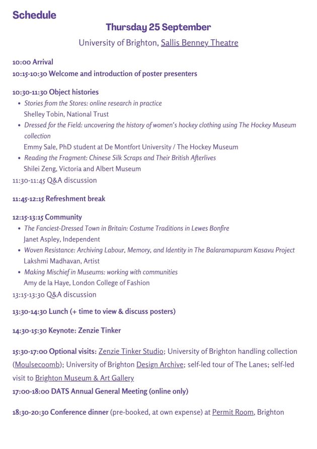 Conference schedule listing for Thursday 25 September