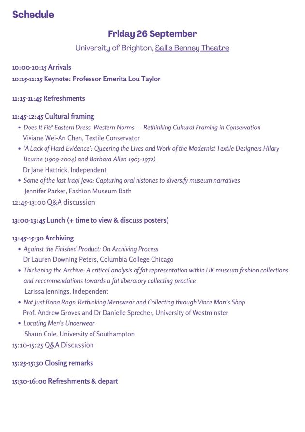 Conference schedule listing for Friday 26 September