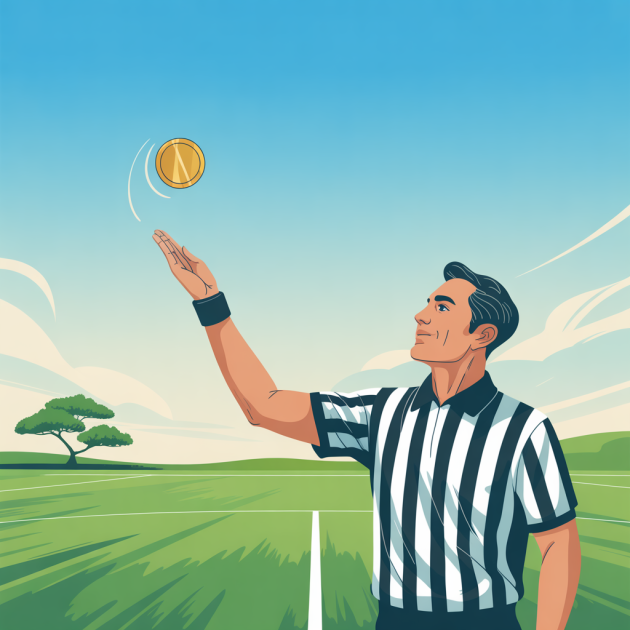 Image of a referee tossing a coin