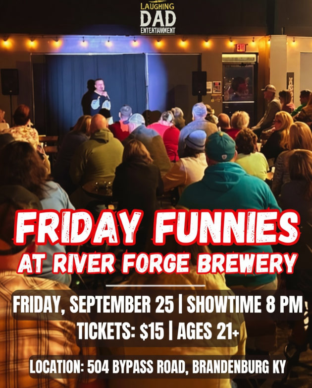 Photo of a packed house at River Forge Brewery for comedy night in Brandenburg, Kentucky. Next show is Friday, Sept. 25.