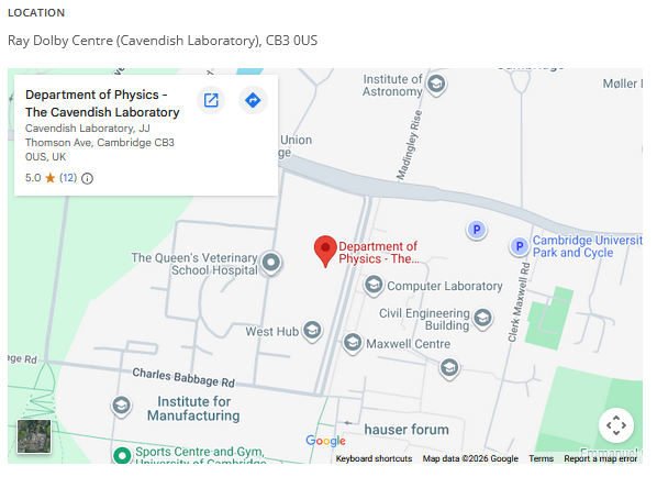 A map showing the Ray Dolby Centre (CB3 0US)