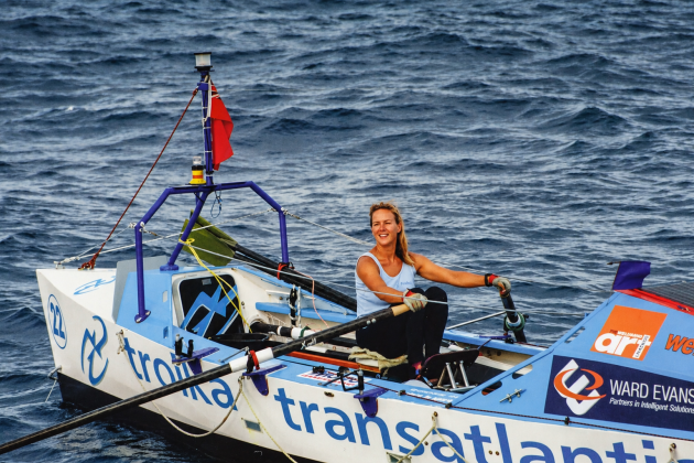 Debra in rowing boat