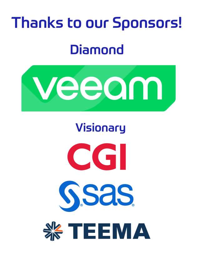 Thank you to the BCHIMSS Sponsors, Veeam, CGI, SAS and TEEMA