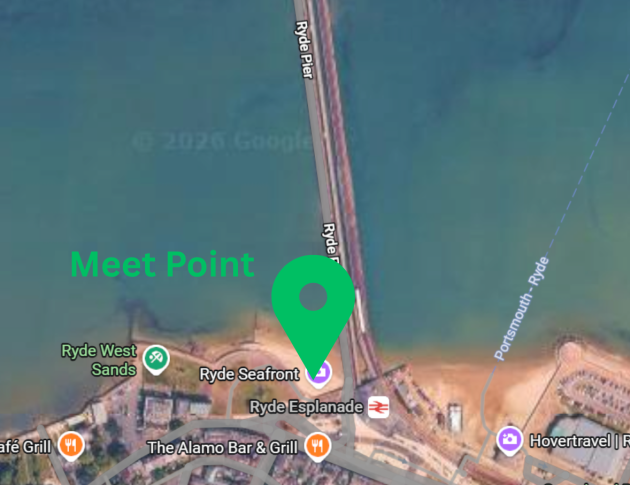 Location of the meet point left of the pier at Ryde, Isle of Wight
