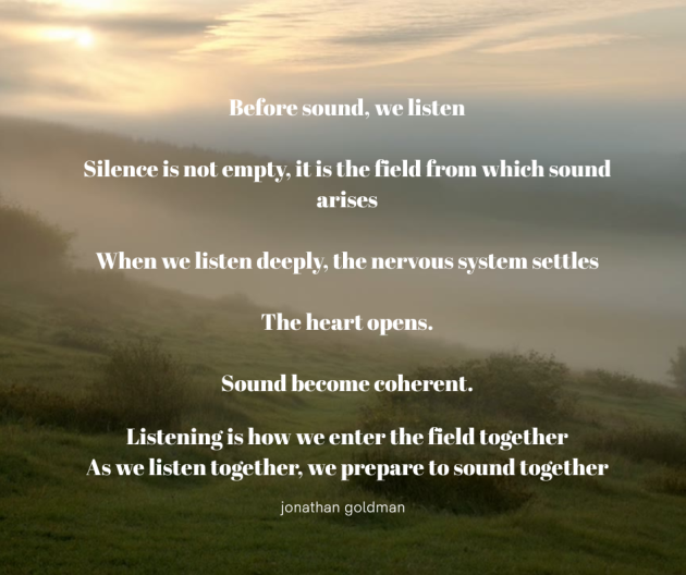 misty landscape with light sky and words