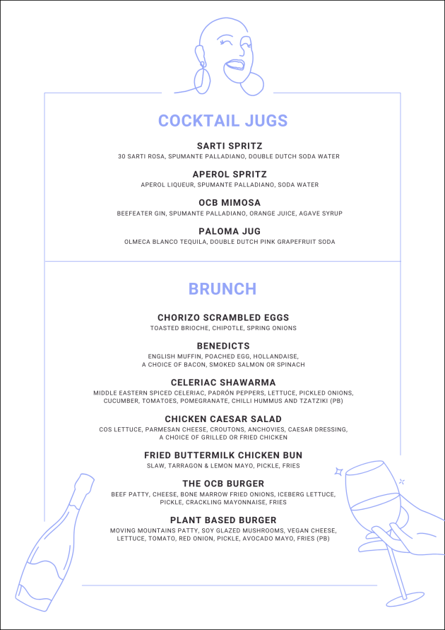 Baldy Brunch Menu