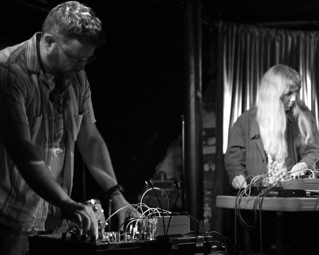 Ted Gordon and Marcia Bassett performing on Buchla Easels