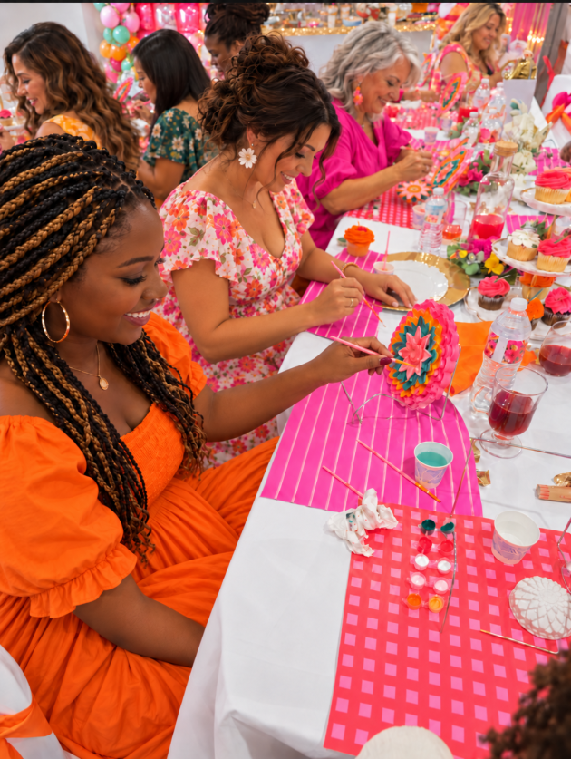 Illustrative paint and sip activity with fictional adults