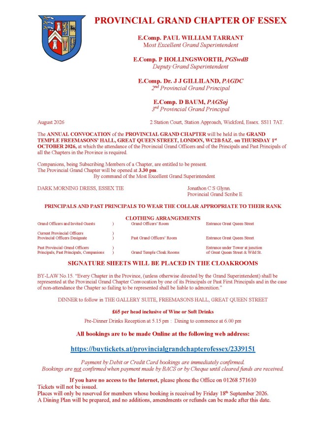 Provincial Grand Chapter Summons