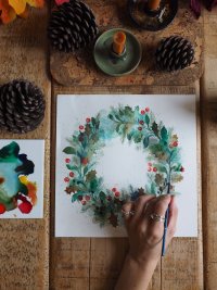 Watercolour Christmas Wreath Workshop image