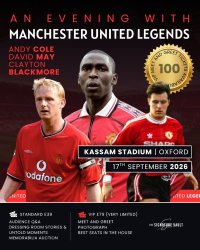 An Evening with Manchester United Legends at Kassam Stadium (Andy Cole, David May & Clayton Blackmore) image