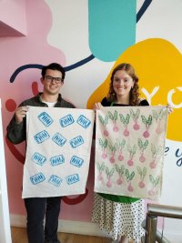 Learn to lino print a Tote Bag or Tea Towel (with BYOB) image
