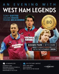An Evening with West Ham Legends at Adams Park, Wycombe (Tony Cottee, Julian Dicks & Frank McAvennie) image