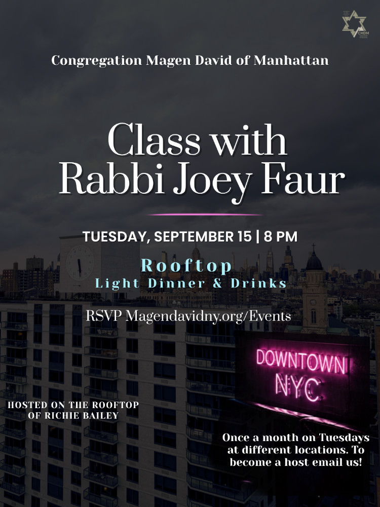 YP Torah Class with Rabbi Faur flyer