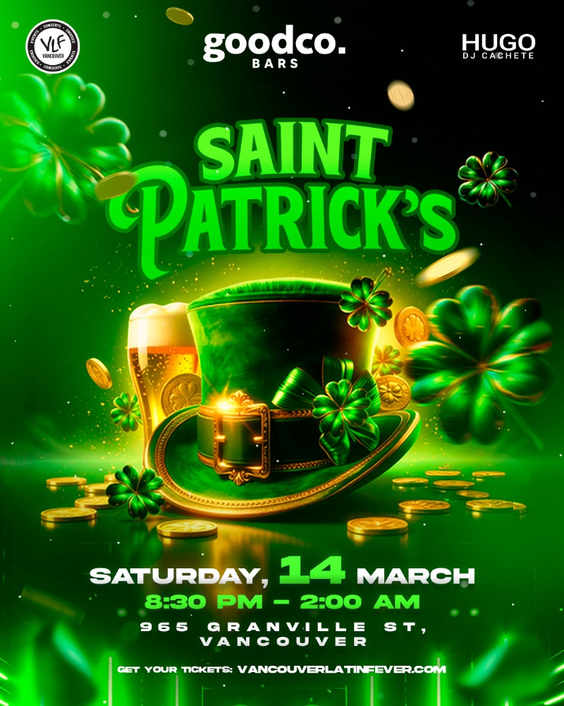 🍀 SAINT PATRICK’S LATIN PARTY – GRANVILLE EDITION 🍀