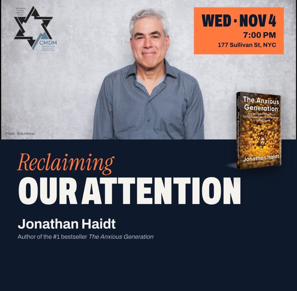 An Evening with Jonathan Haidt Social Psychologist flyer